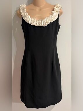 Victor Costa for Nahdree Mini Dress Rose Neckline Vintage 90's Cocktail Sz 4